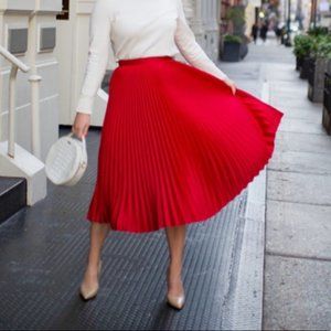 Club Monaco red pleated midi skirt size 0